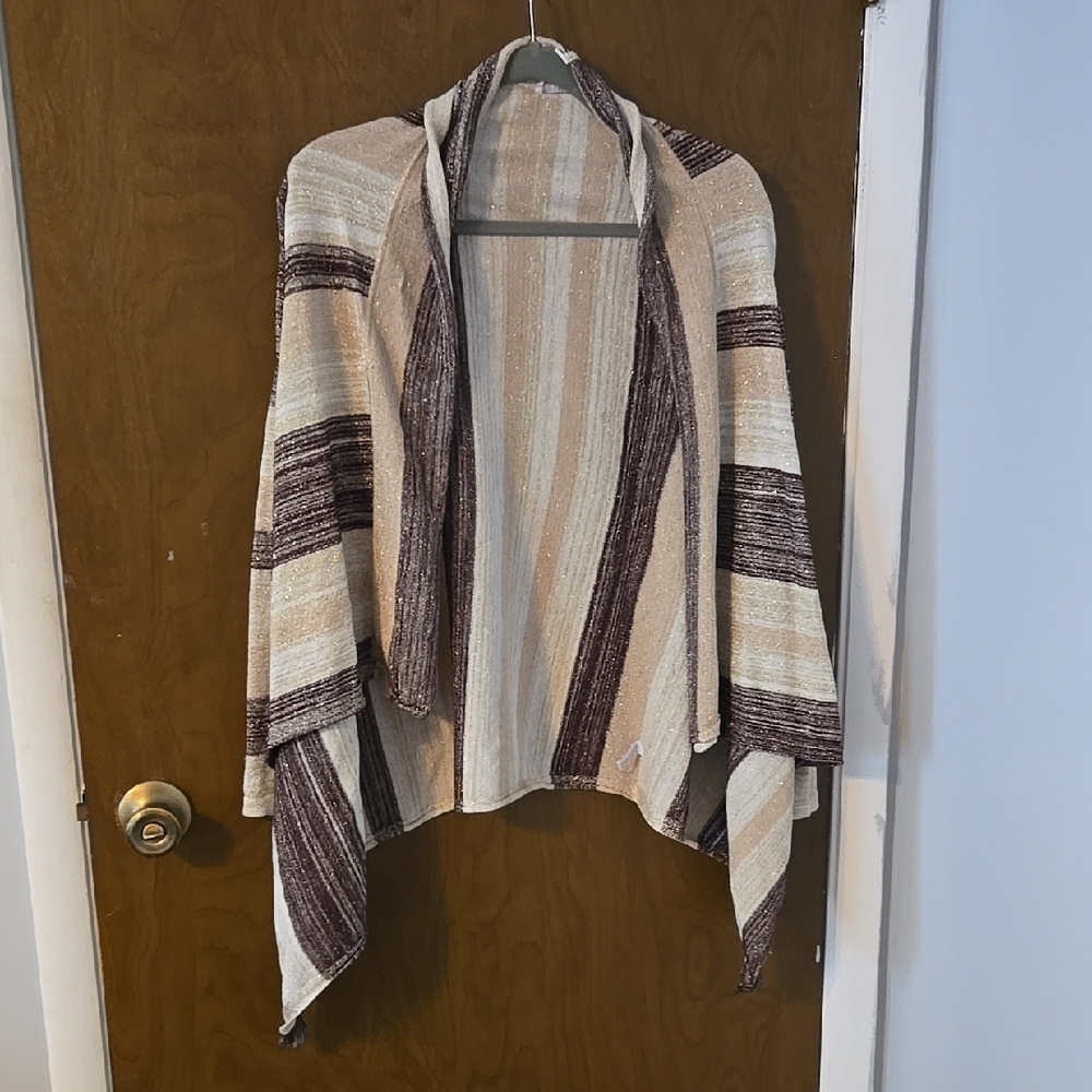 Striped Open Front Cardigan